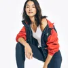 Nautica Womens Reissue Colorblock Peplum Jacket In Blue