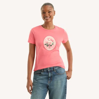Nautica Womens Rhinestone Love Blooms Graphic T-shirt In Pink