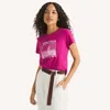 Nautica Womens Rhinestone Sailing Graphic T-shirt In Pink