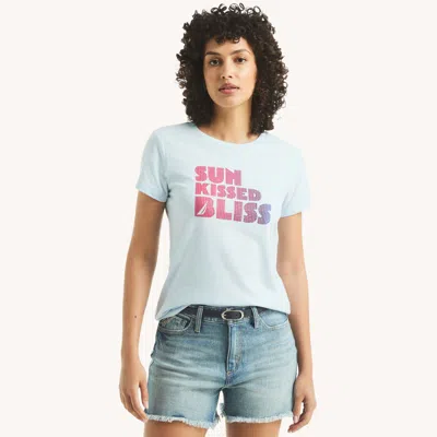 Nautica Womens Rhinestone Sun Kissed Bliss Graphic T-shirt In Blue