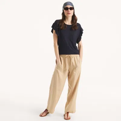 Nautica Womens Ruffle Sleeve T-shirt In Multi