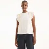 NAUTICA WOMENS RUFFLE SLEEVE TOP WITH CONTRAST STITCH