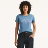 Nautica Womens Sailing Club Glitter Graphic T-shirt In Blue