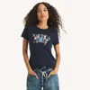 Nautica Womens Sailing Foil Graphic T-shirt In Blue