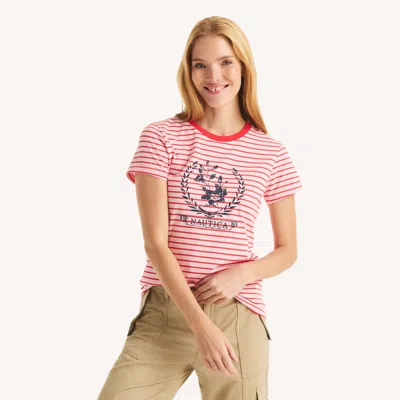 Nautica Womens Sailing Heritage Striped Graphic T-shirt In Multi