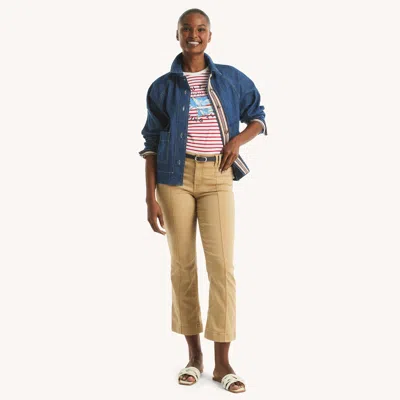 Nautica Womens Sateen Mid-rise Demi Bootcut Pant In Neutral