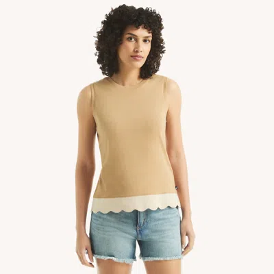 Nautica Womens Scallop-trim Tank Top In Pink