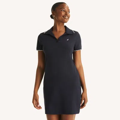 Nautica Womens Scalloped Deck Polo Dress In Black