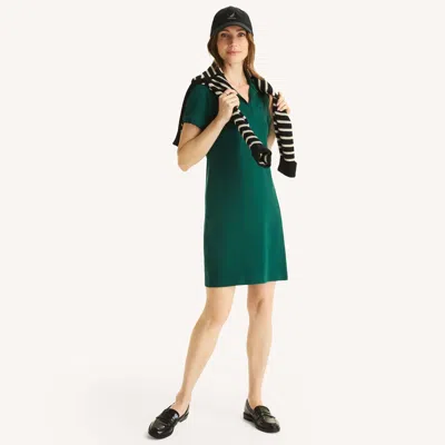 Nautica Womens Scalloped Deck Polo Dress In Green