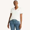 Nautica Womens Scalloped Johnny Collar Polo In White