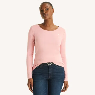 Nautica Womens Scoop-neck Long-sleeve T-shirt In Black
