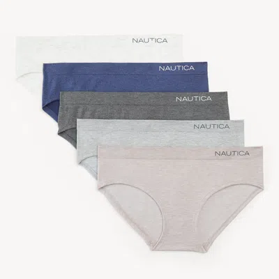 Nautica Womens Seamless Heather Hipster Brief, 5-pack In Grey