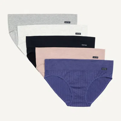 Nautica Womens Seamless Hipster Brief, 5-pack In Blue