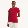 Nautica Womens Sequin Logo Graphic T-shirt In Red