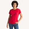 Nautica Womens Sequin Logo Graphic T-shirt In Red