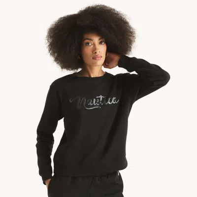 Nautica Womens Sequin Logo Sweatshirt In Black
