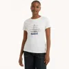 Nautica Womens Sequin Modern Sailing Stripe Graphic T-shirt In White