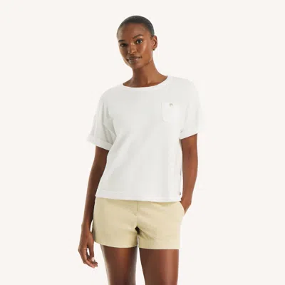 Nautica Womens Short-sleeve Sweater T-shirt In White