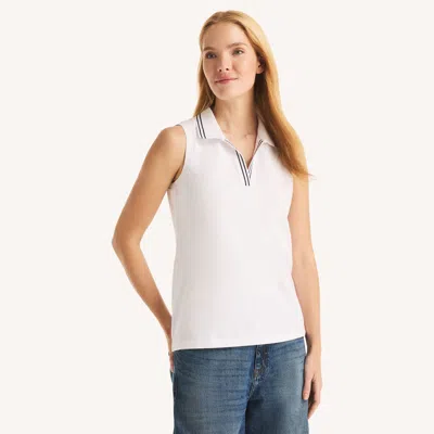 Nautica Womens Sleeveless Deck Polo In White