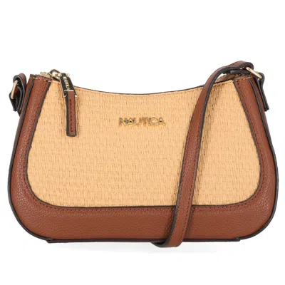 Nautica Womens Straw Crossbody Bag In Sand