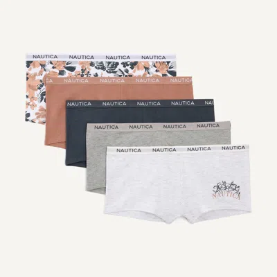 Nautica Womens Stretch-cotton Boyshort, 5-pack In Multi