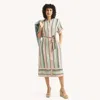 Nautica Womens Striped Belted Midi Dress In Multi