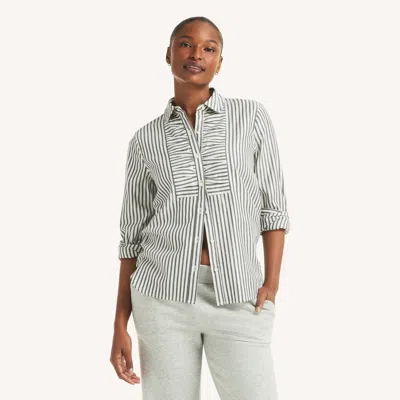Nautica Womens Striped Button-up Shirt In Multi