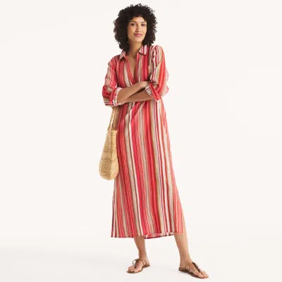 Nautica Womens Striped Caftan Linen Dress In Multi
