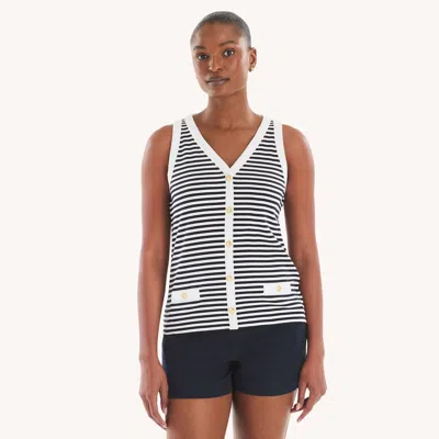 Nautica Womens Striped Cardigan Tank
