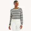 Nautica Womens Striped Crewneck Sweater In Grey