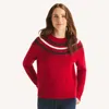 Nautica Womens Striped Crewneck Sweater In Red
