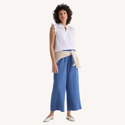 Nautica Womens Striped Crinkle Pull-on Pant In Blue