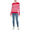 Nautica Womens Striped Knit Crewneck Sweater In Red