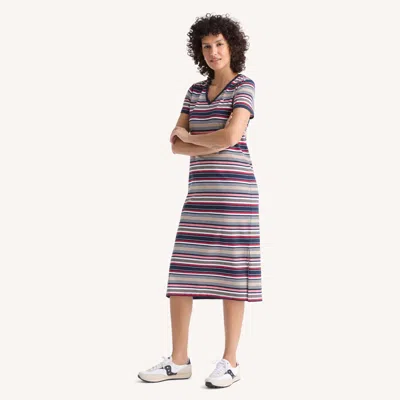 Nautica Womens Striped Midi Dress In Multi