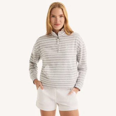 Nautica Womens Striped Quarter-zip In Pink