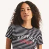 Nautica Womens Striped Shell Glitter Graphic T-shirt In Multi