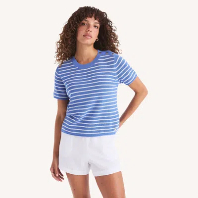 Nautica Womens Striped Short-sleeve Sweater T-shirt In Multi
