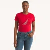 Nautica Womens Studded Graphic T-shirt In White