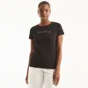 Nautica Womens Studded Logo Crewneck T-shirt In Black