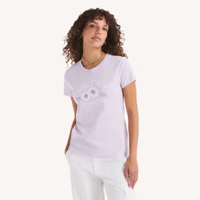 Nautica Womens Sunshine Club Glitter Graphic T-shirt In Multi
