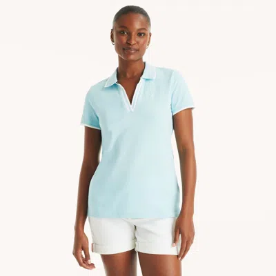 Nautica Womens Sustainably Crafted Ocean Split-neck Polo In Pink
