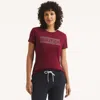 Nautica Womens Sustainably Crafted Rhinestone Logo Graphic T-shirt In Red