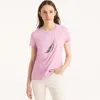 Nautica Womens Sustainably Crafted Sequin J-class Gradient Graphic T-shirt In Multi