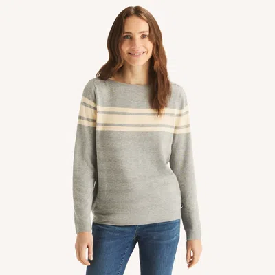 Nautica Womens Textured Striped Boat-neck Sweater In Multi