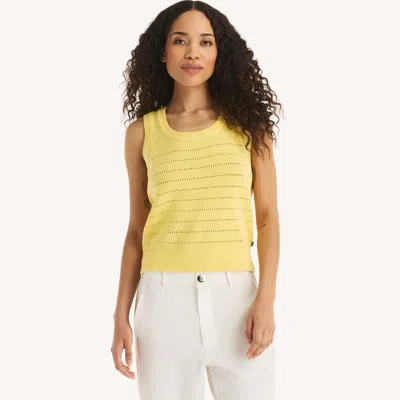 Nautica Womens Textured Sweater Tank In Yellow