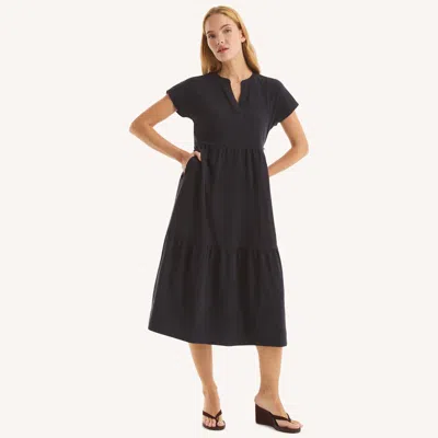 Nautica Womens Tiered Dress In Black
