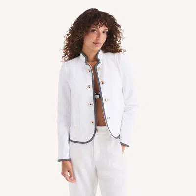 Nautica Womens Tipped Captain's Jacket In White