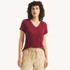 Nautica Womens V-neck Deck T-shirt In Red