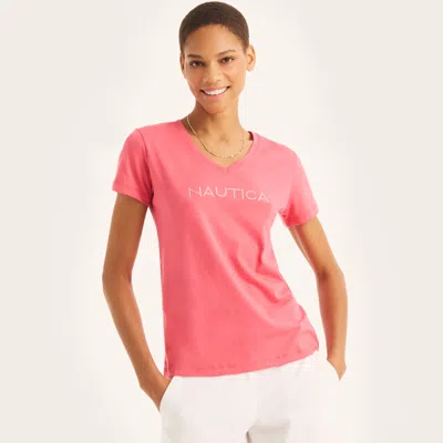 Nautica Womens V-neck T-shirt In Multi