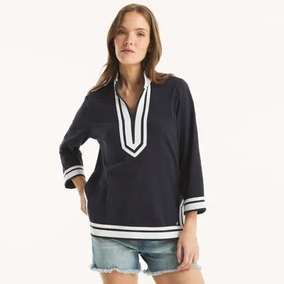 Nautica Womens V-neck Tunic In Blue